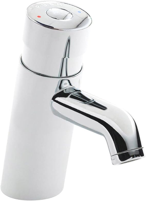 Urban Non Concussive Basin Mixer – Water-Saving Push Tap Chrome