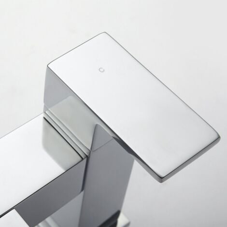 Modern Chrome Waterfall Bath Filler Tap – Stylish Square Basin Mixer Faucet