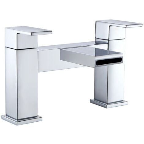 Modern Chrome Waterfall Bath Filler Tap – Stylish Square Basin Mixer Faucet