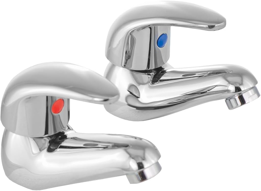 Titan Basin Taps – Chrome Hot & Cold Water Bathroom Tap Set