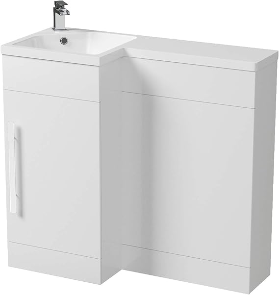 HARRIS 900mm Left White Vanity Unit with Resin Basin & Storage Cabinet