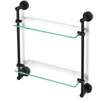 Alpha Matte Black Double Glass Shelf – Wall Mounted Bathroom Organizer