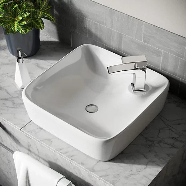 Square Countertop Basin White 430w x 125h x 430d - Waste Not Included