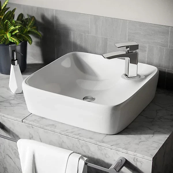 Square Countertop Basin White 430w x 125h x 430d - Waste Not Included
