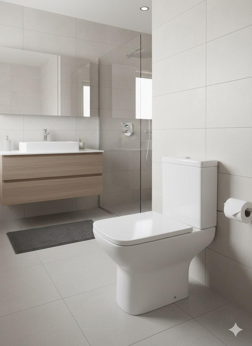 Fife Rimless Comfort Height Close Coupled Toilet & Soft Close Seat - White 365W * 400H * 600D