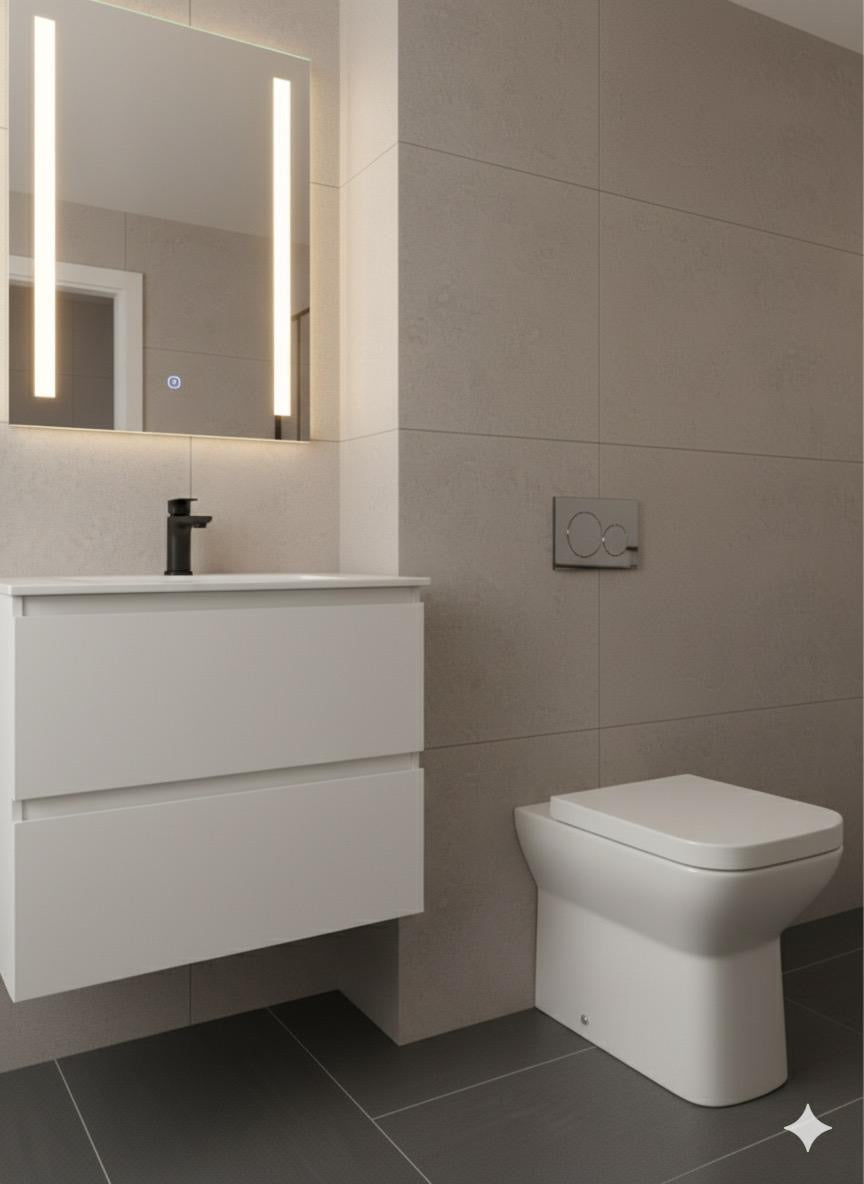 Fife Rimless Back to Wall Pan & Soft Close Seat 360w x 400h x 600d - White