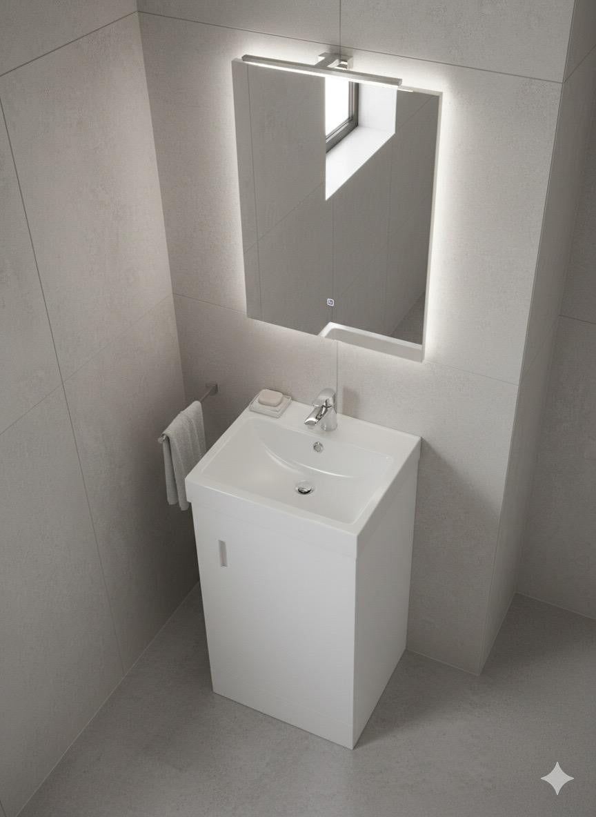 DEVON 400 Floorstanding White Ceramic Basin - 400w x 790h x 220d
