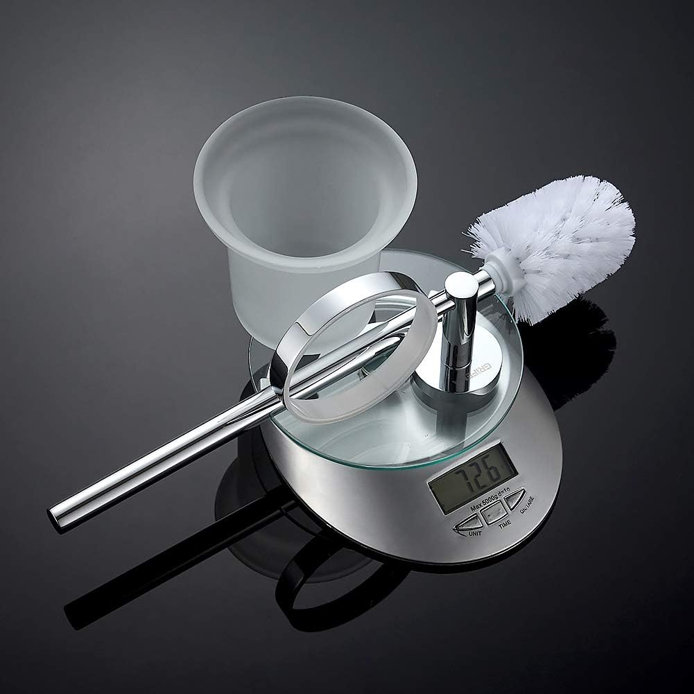 Moda Toilet Brush with Wall Mounted Holder – Chrome & Frosted Glass Design
