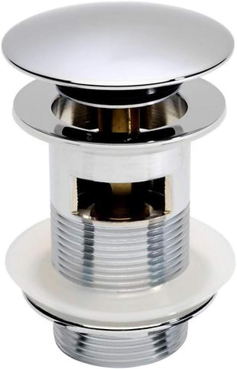 Round Dome Slotted Sprung Basin Waste – Chrome Push Click Overflow