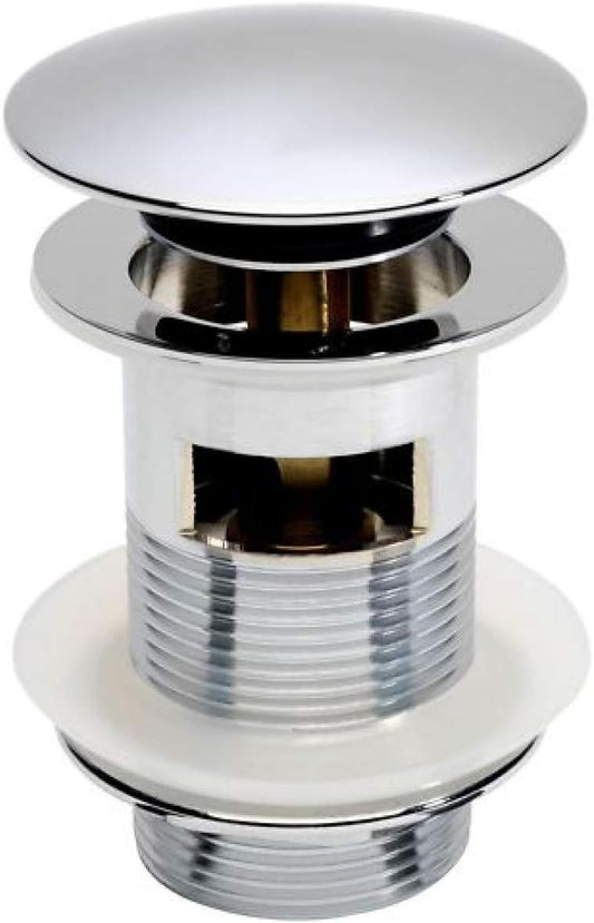 Round Dome Slotted Sprung Basin Waste – Chrome Push Click Overflow
