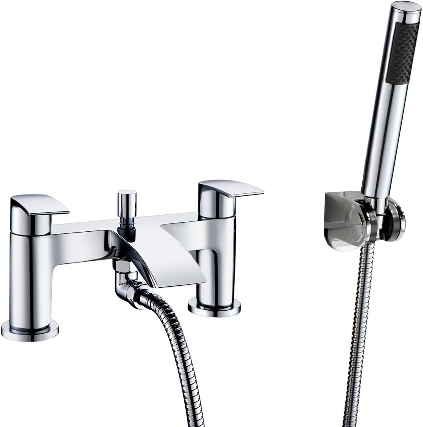 Sleek Chrome Bath Shower Mixer Tap with Handheld Shower Kit & Wall Bracket