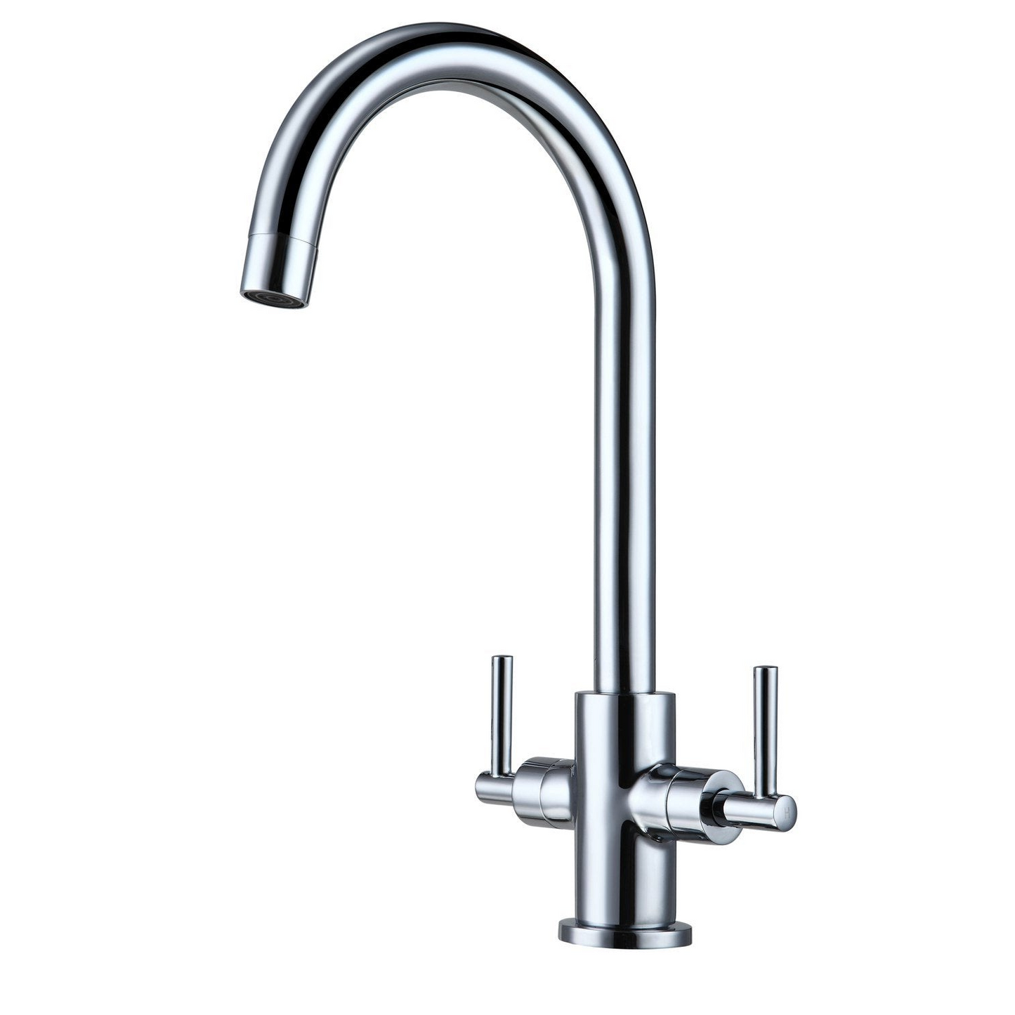 Twin Handle Kitchen Mixer Tap – Chrome Finish with 360° Swivel Spout Faucet
