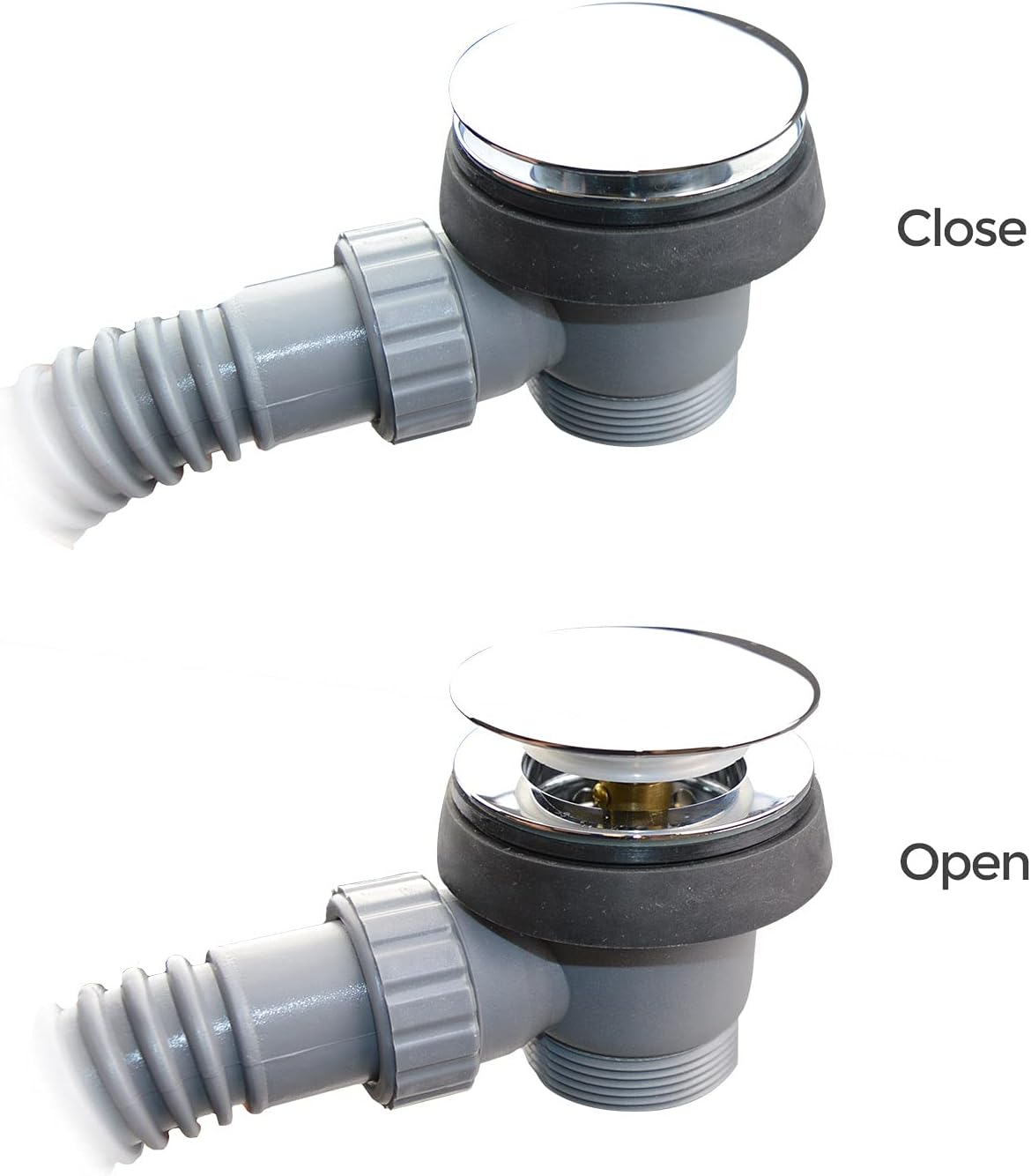 Round Easy Clean Bath Sprung Waste & Overflow – Chrome Finish