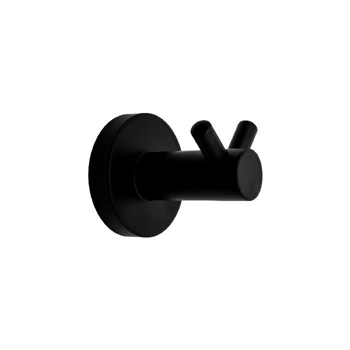 Alpha Double Robe Hook – Matte Black Wall Mounted Bathroom Accessory