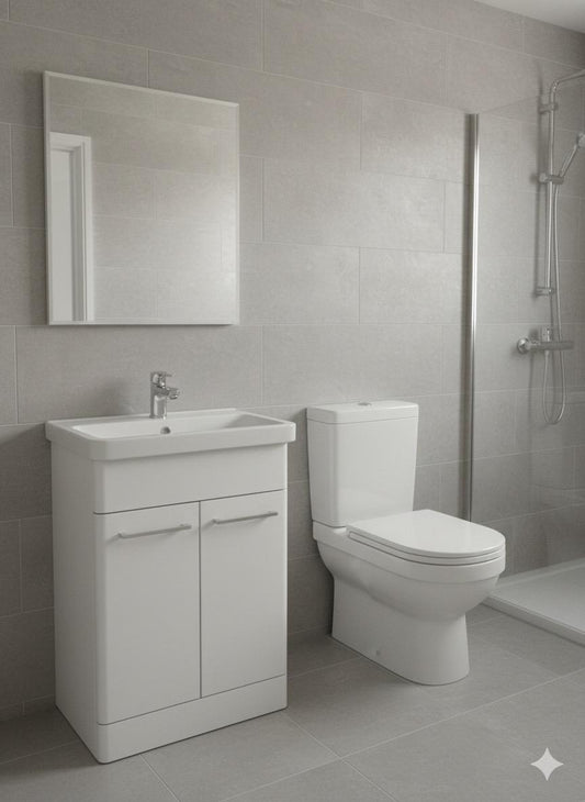 ASHFORD 600 Free Standing White Ceramic Basin - 600w x 840h x 455d