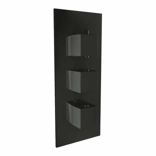 Triple Square Handle, 2 Outlet Concealed Valve Matt Black