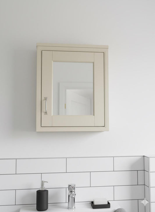 HILTON 2 Door Mirror Cabinet Cream - 500w x 600h x 205d