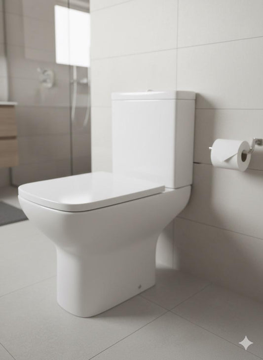 Fife Rimless Comfort Height Close Coupled Toilet & Soft Close Seat - White 365W * 400H * 600D