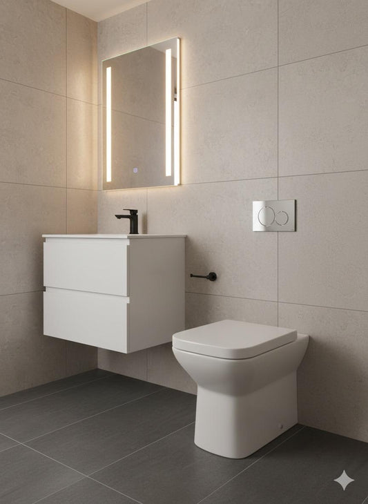 Fife Rimless Back to Wall Pan & Soft Close Seat 360w x 400h x 600d - White