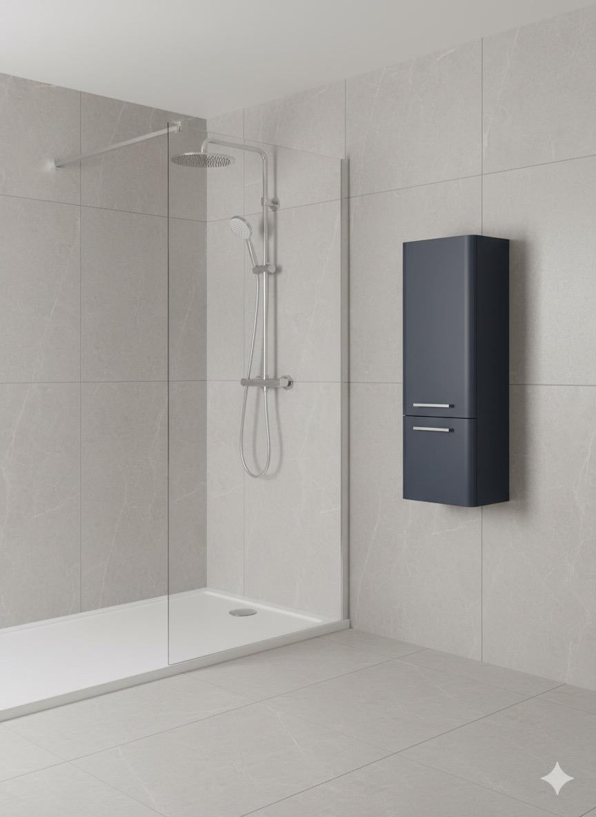 ASHFORD Wall Hung Side Cabinet – Matt Blue (350w x 1000h x 240d)