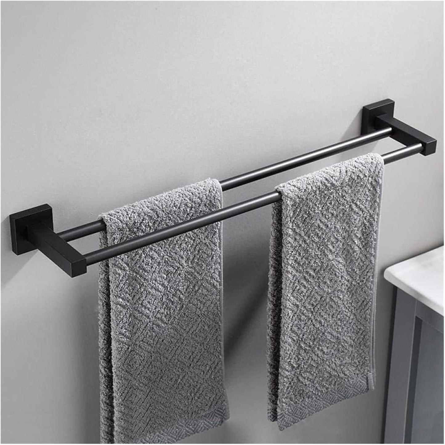 Moda Double Towel Bar – Matte Black Dual Rail Bathroom Towel Holder
