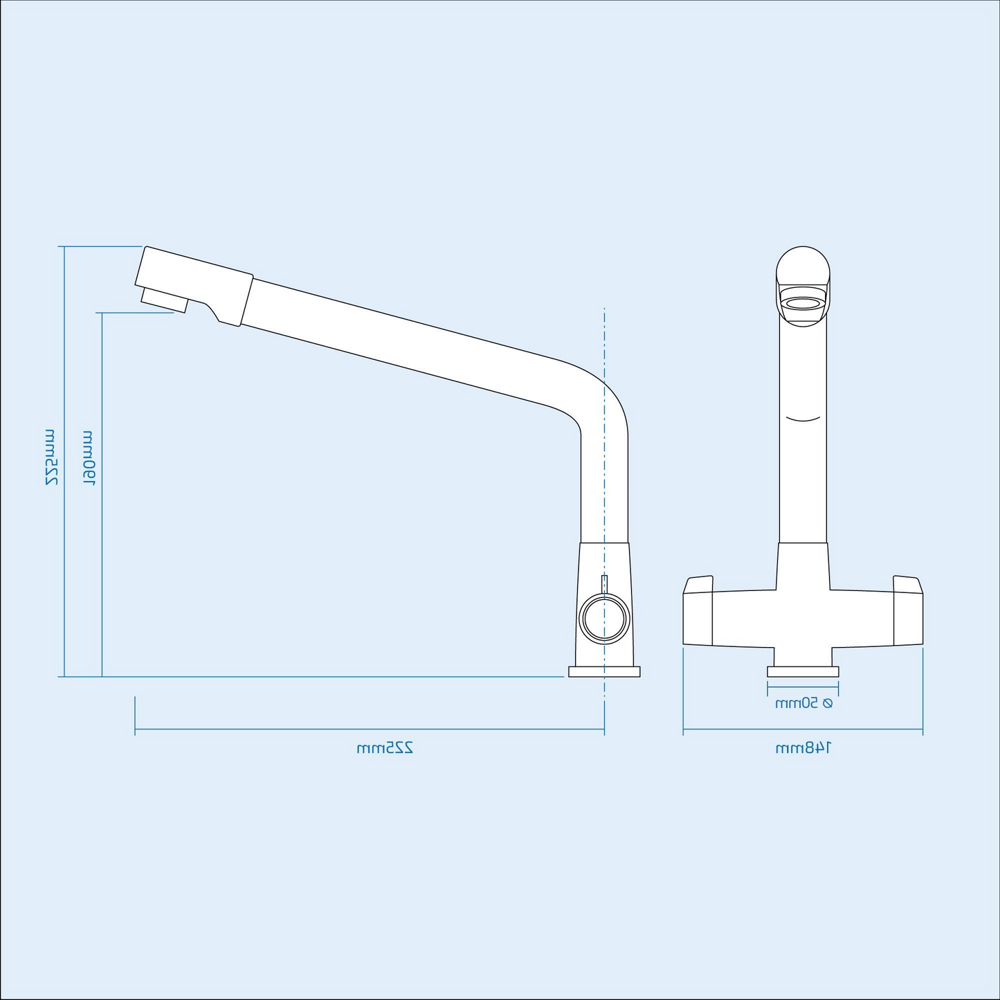 Twin Handle Kitchen Mixer Tap – Chrome Swivel Spout Sink Faucet