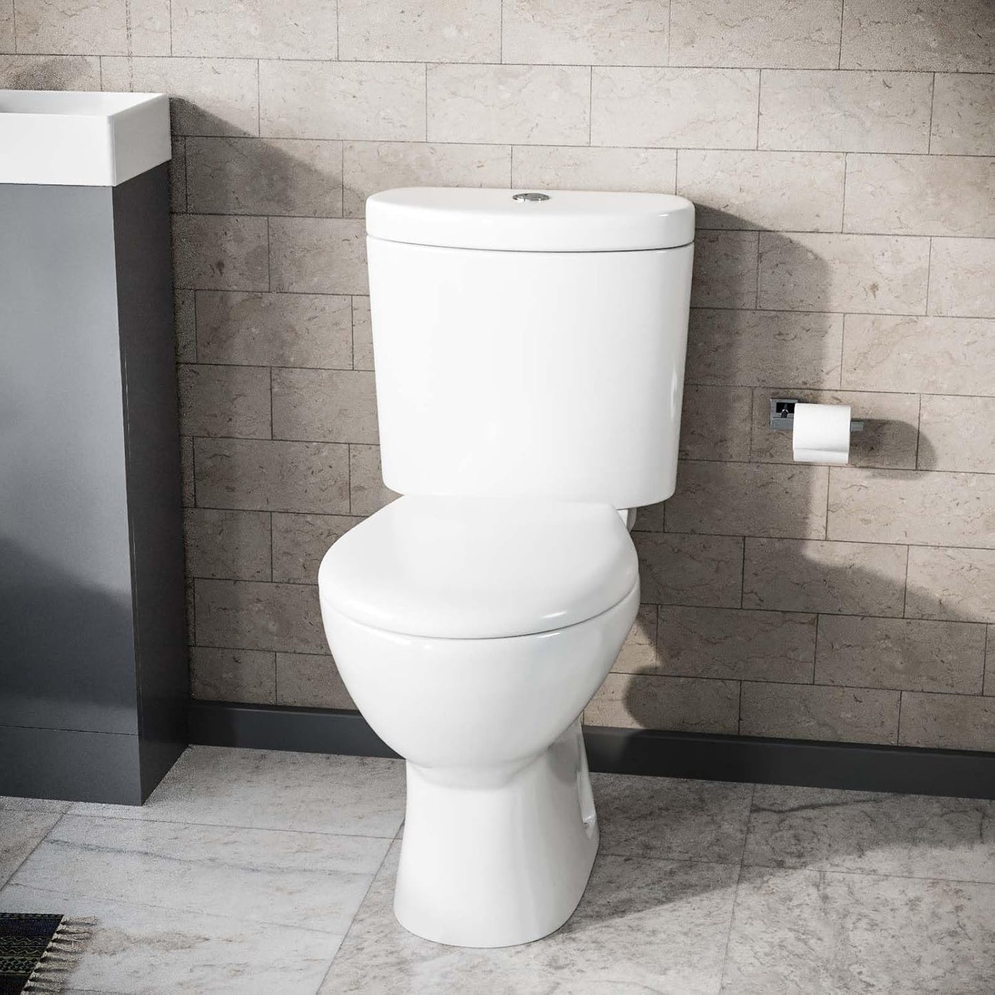 Class Standard Close Coupled Toilet & Soft Close Seat-370w x 385h x 650d