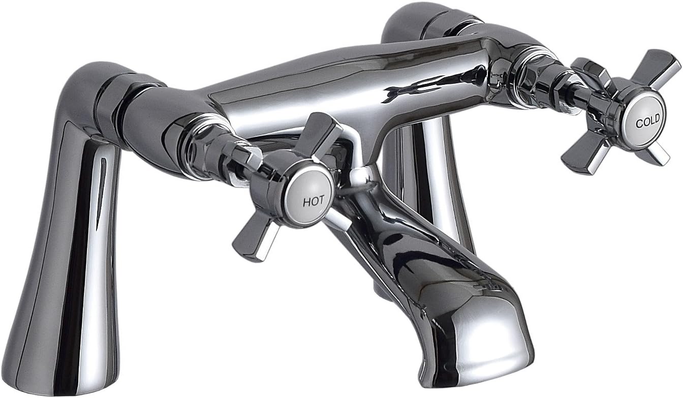 Pure Bath Filler Tap with Dual Cross Handles – Chrome Finish
