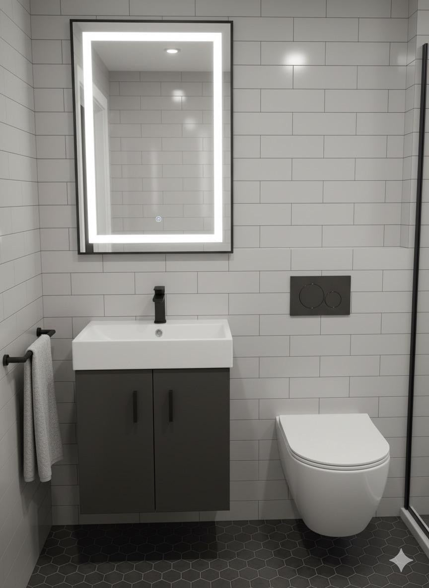 DEVON 450 Wall Hung Vanity Unit - Anthracite Finish with Ceramic Basin 450w x 585h x 310d
