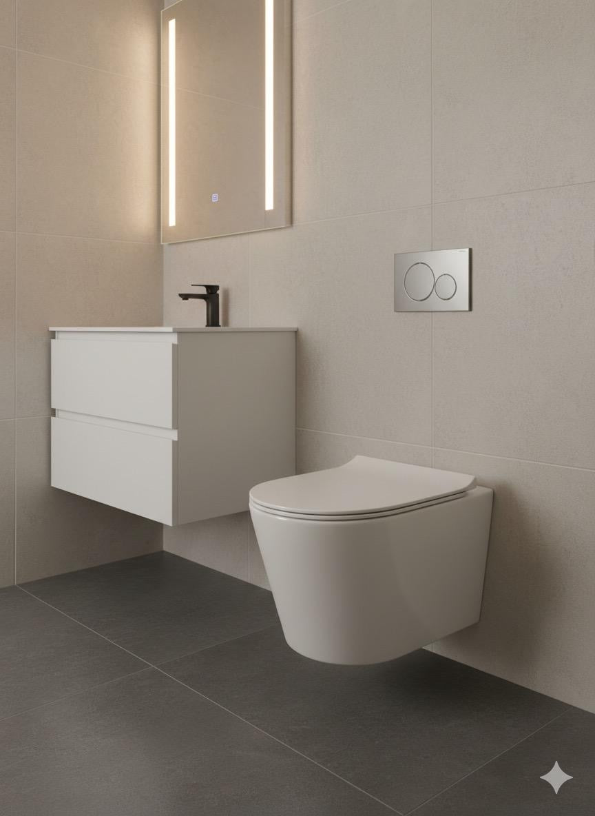 Stylish White Wall-Mounted Toilet with Modern Sleek Design 360w x 320h x 510d
