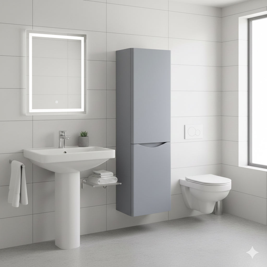 DWELTA Tallboy Storage Cabinet – Anthracite Finish | Slim Bathroom Unit