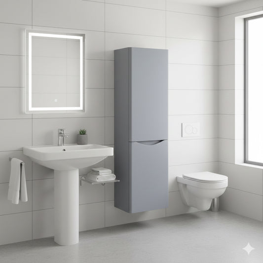 DWELTA Tallboy Storage Cabinet – Anthracite Finish | Slim Bathroom Unit