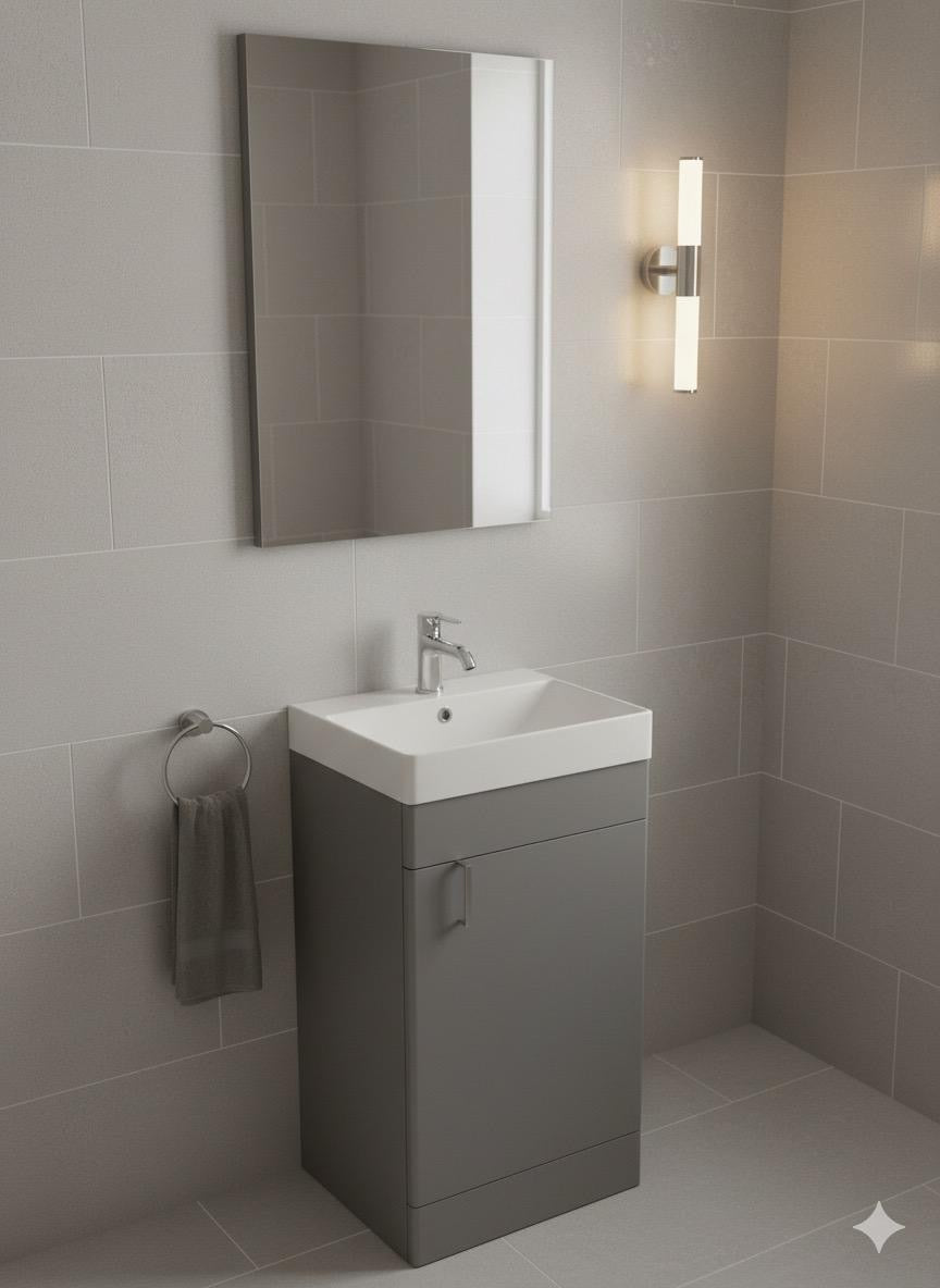DEVON 400 Floorstanding Matt Grey Ceramic Basin - 400w x 790h x 220d