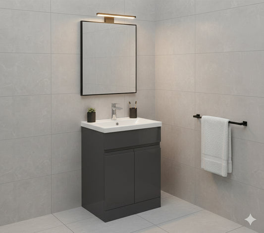HARROW 500 Floorstanding Doors Anthracite Ceramic Basin - 510w x 840h x 395d
