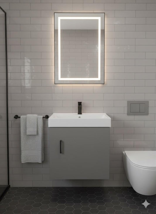 DEVON 400 Wall Hung Ceramic Vanity Basin Matt Grey - 400w x 450h x 220d