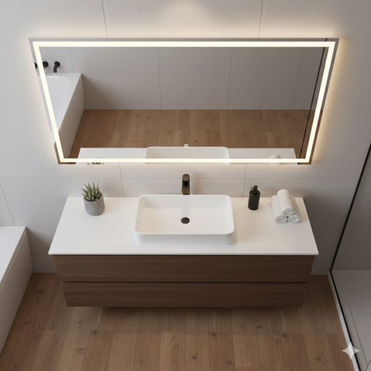 DWELTA White Bathroom Worktop – Sleek Durable Vanity Countertop Surface