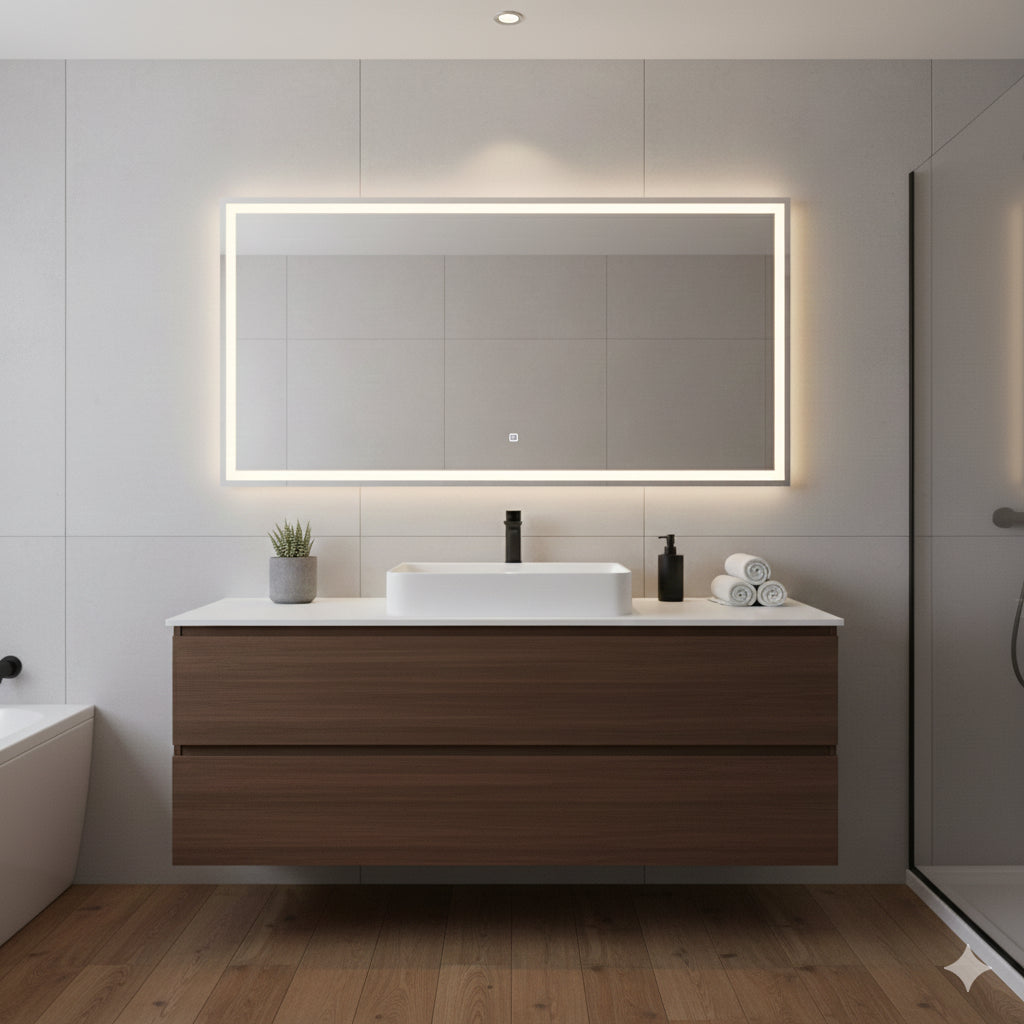 DWELTA White Bathroom Worktop – Sleek Durable Vanity Countertop Surface
