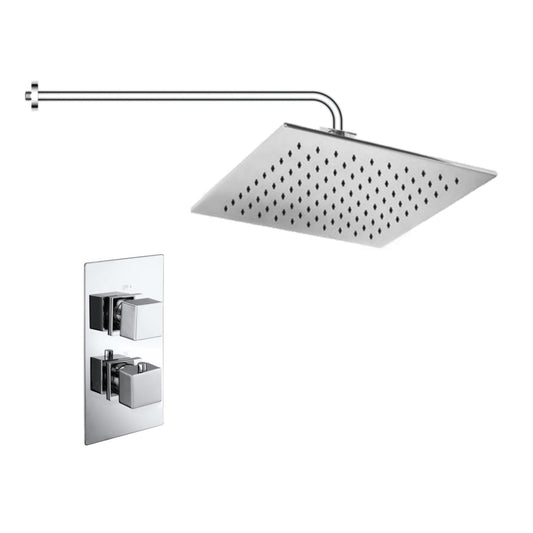 Single Outlet Thermostatic Mixer with 300mm Square Arm & 200mm Square Head