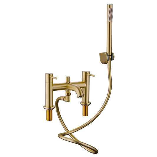 Cascade Bath Shower Mixer Brushed Brass with Shower Kit & Wall Bracket – Luxury Tap