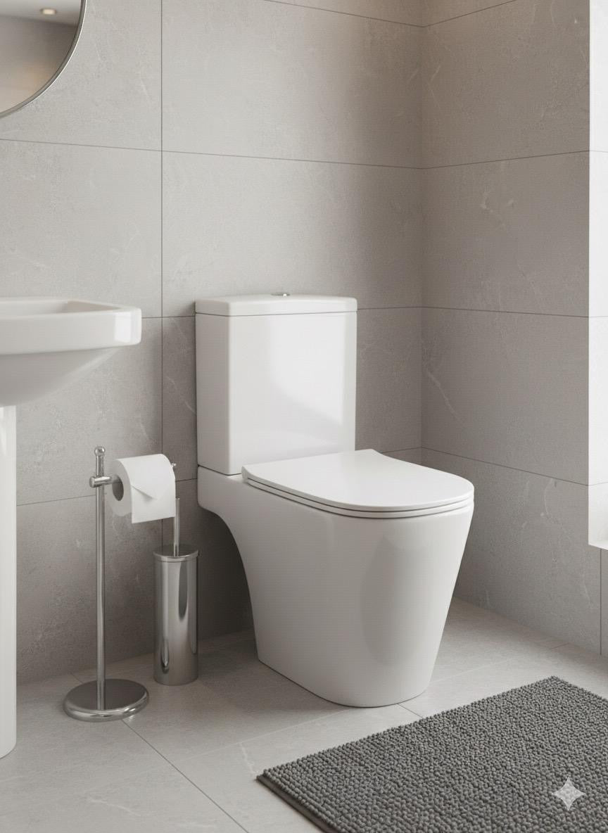 Delta Rimless Close Coupled Toilet & Soft Close Seat 370w x 400h x 605d - White