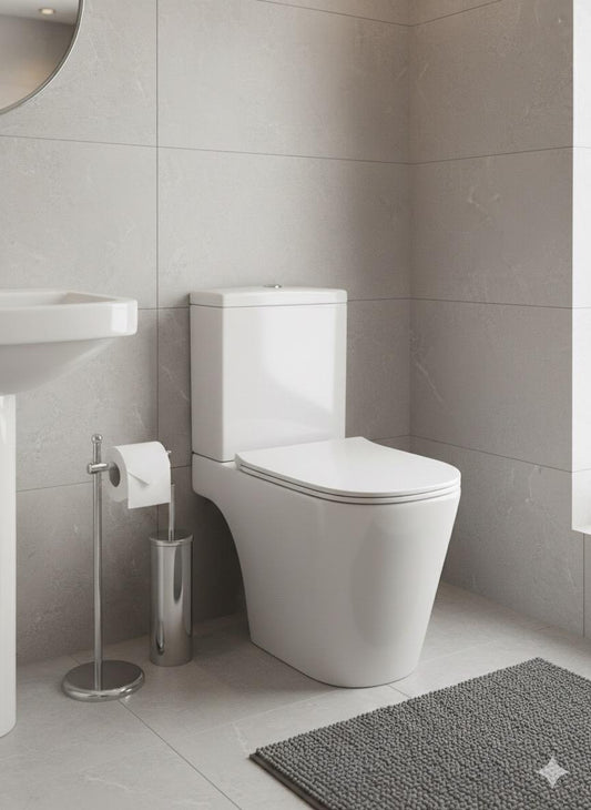 Delta Rimless Close Coupled Toilet & Soft Close Seat 370w x 400h x 605d - White