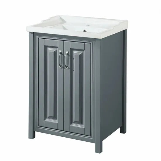 CAMBERLY 600 Matt Grey Vanity Unit with Ceramic Basin (610w x 840h x 460d)