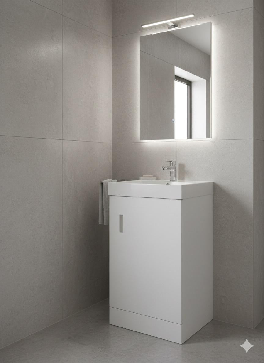 DEVON 400 Floorstanding White Ceramic Basin - 400w x 790h x 220d
