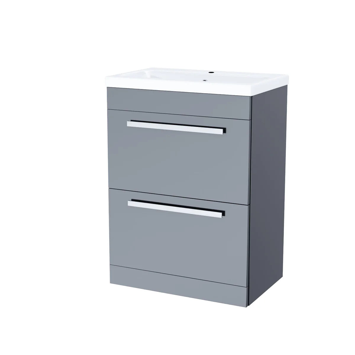 DEVON 600 Floorstanding Drawers Matt Grey • Ceramic Basin | 610w x 790h x 395d