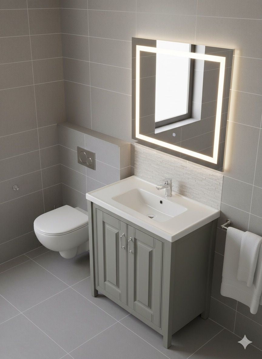 SHARATON 800 Stone Grey Vanity Unit with Ceramic Basin (810w x 815h x 465d)