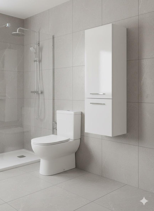 ASHFORD Wall Hung Side Cabinet White - 350w x 1000h x 240d