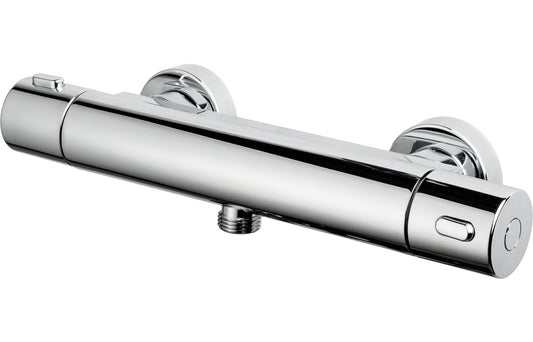 Modern Chrome Vema Round Single Outlet Thermostatic Bar Valve – Wall Mounted Bathroom Faucet