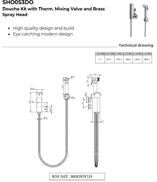 Mini Thermostatic Control Bidet Valve with Handheld Spray – Brushed Brass