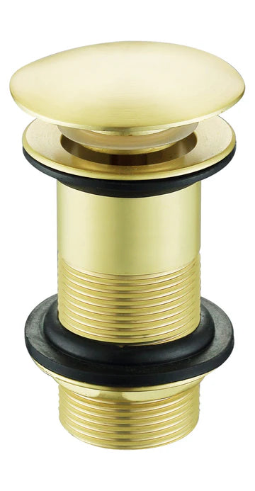 Round Dome Unslotted Sprung Basin Waste – Brushed Brass Finish