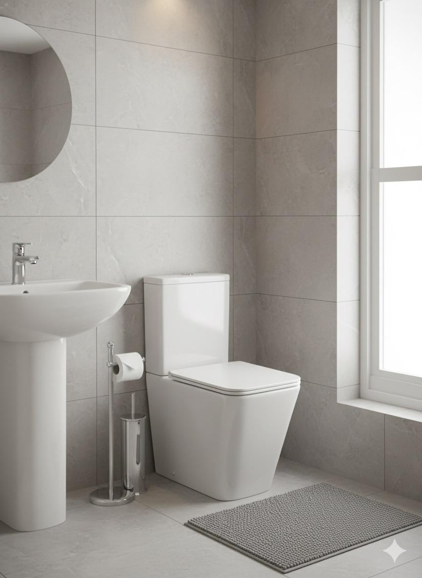 Cove Rimless Comfort height Close Coupled Toilet & Soft Close Sea 365w x 450h x 610d